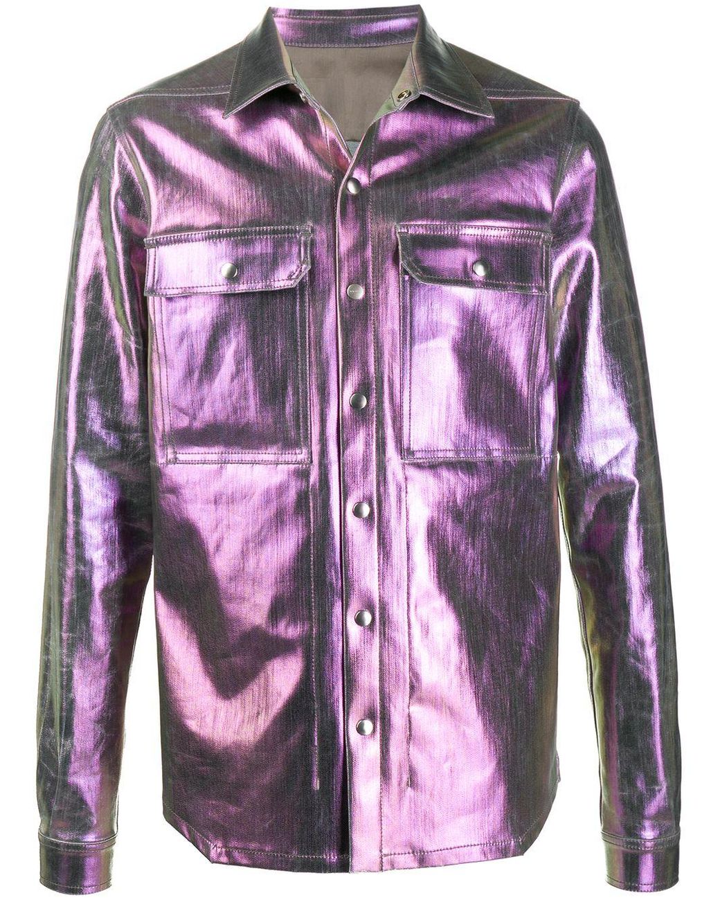 Rick Owens Iridescent-effect Shirt Jacket in Purple for Men | Lyst