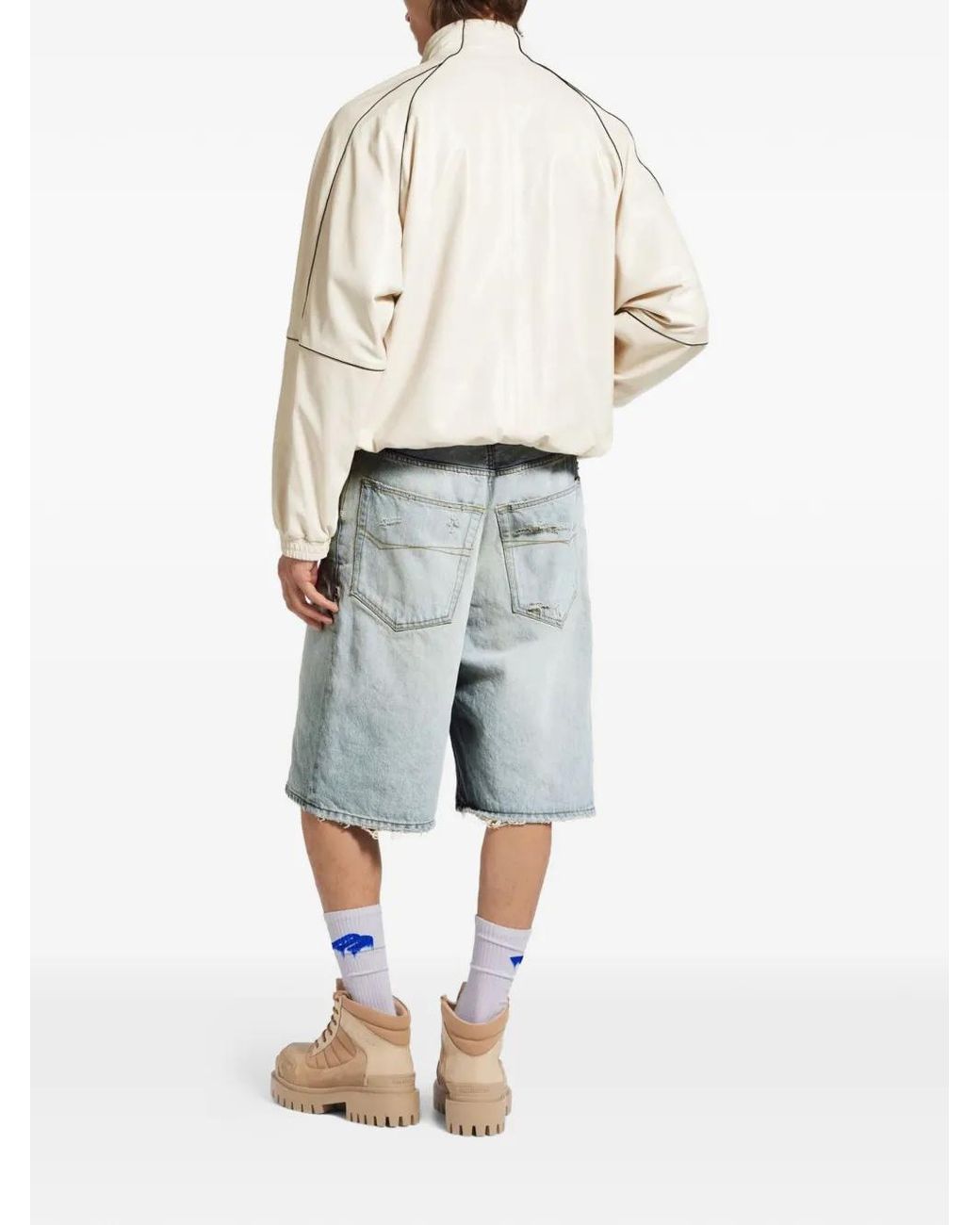 Balenciaga Blue Logo-belt Denim Shorts for men
