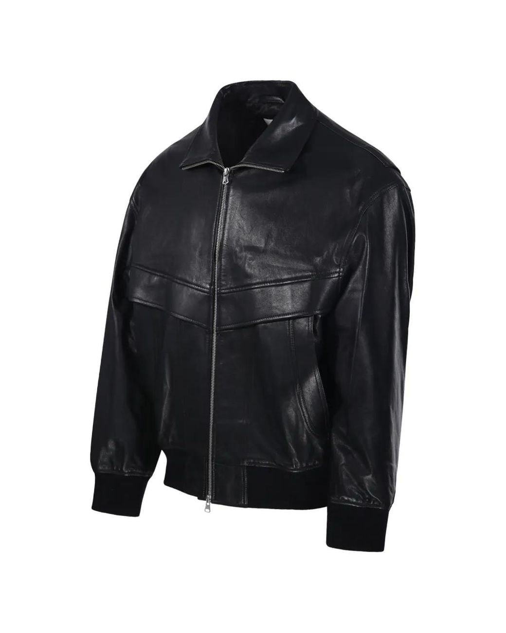 DUNST Black Zip-Up Panelled Leather Jacket for men
