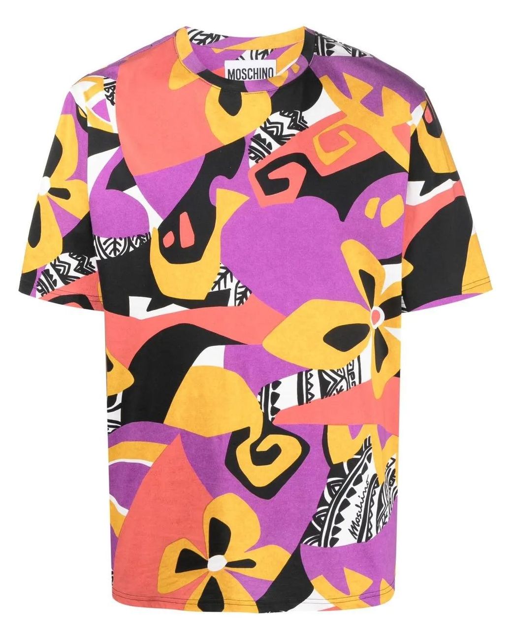 Moschino Pink Collage-Print Short-Sleeved T-Shirt for men