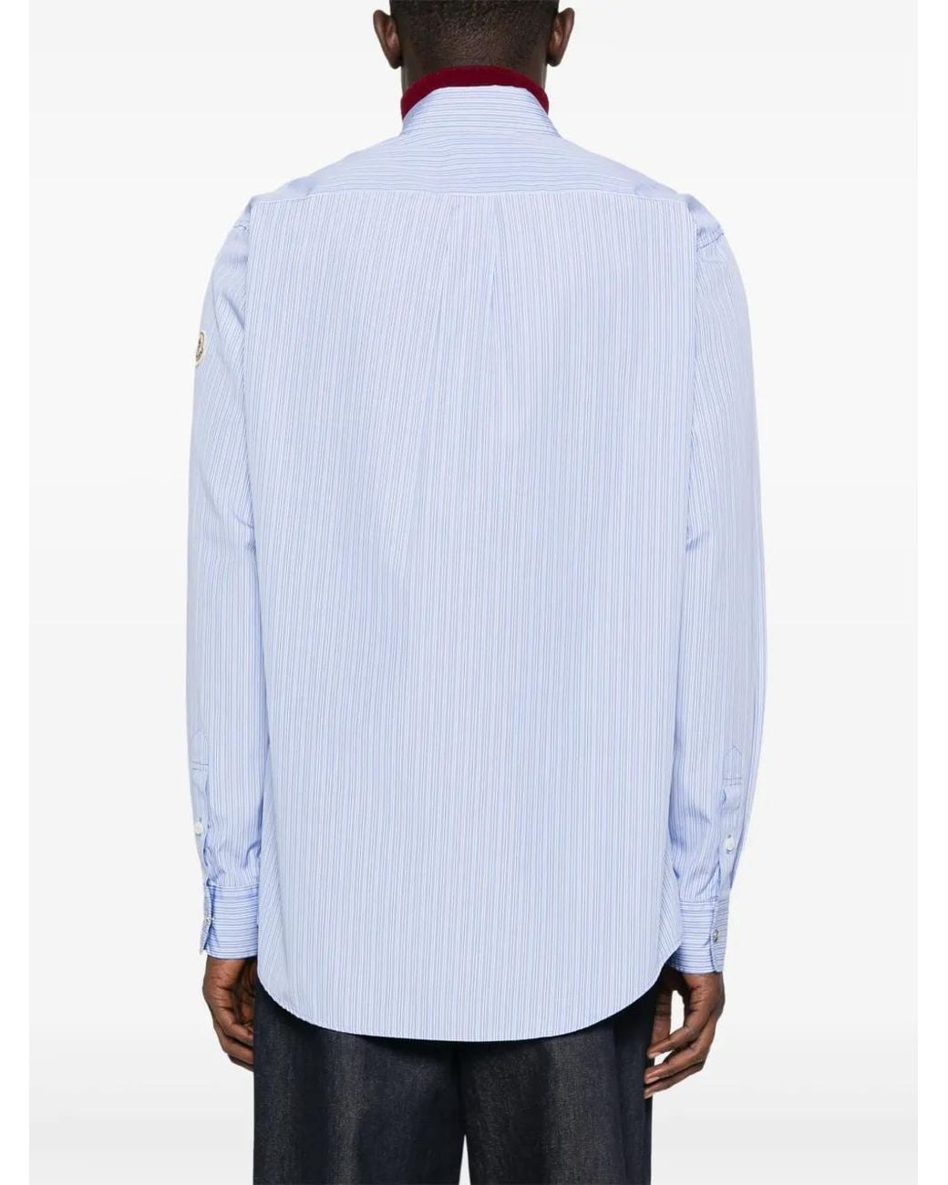 Moncler Blue Striped Long-Sleeved Shirt for men