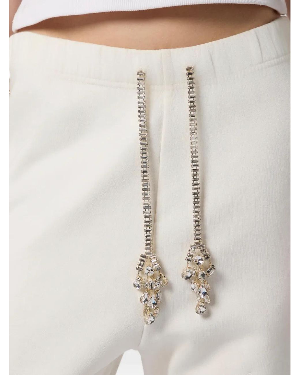 Philipp Plein White Crystal-Embellished Track Pants