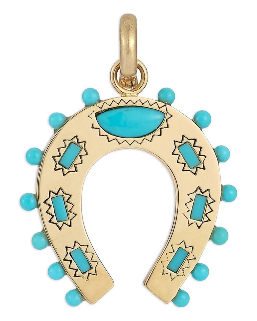 Storrow Jewelry Blue Holly Horseshoe Pendant