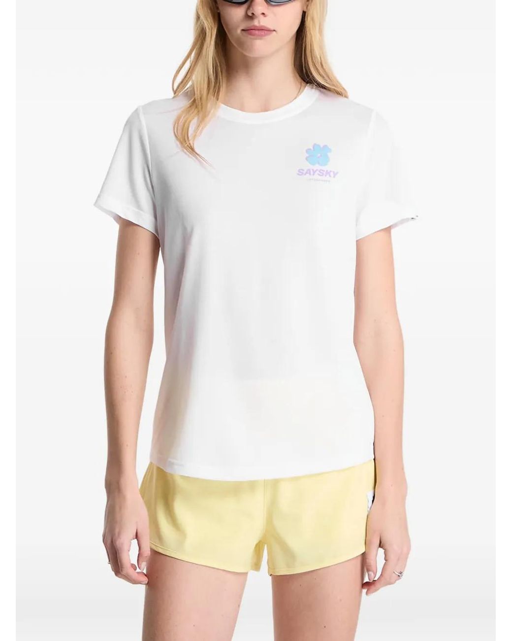 Saysky White Flower Combat Logo-Print T-Shirt