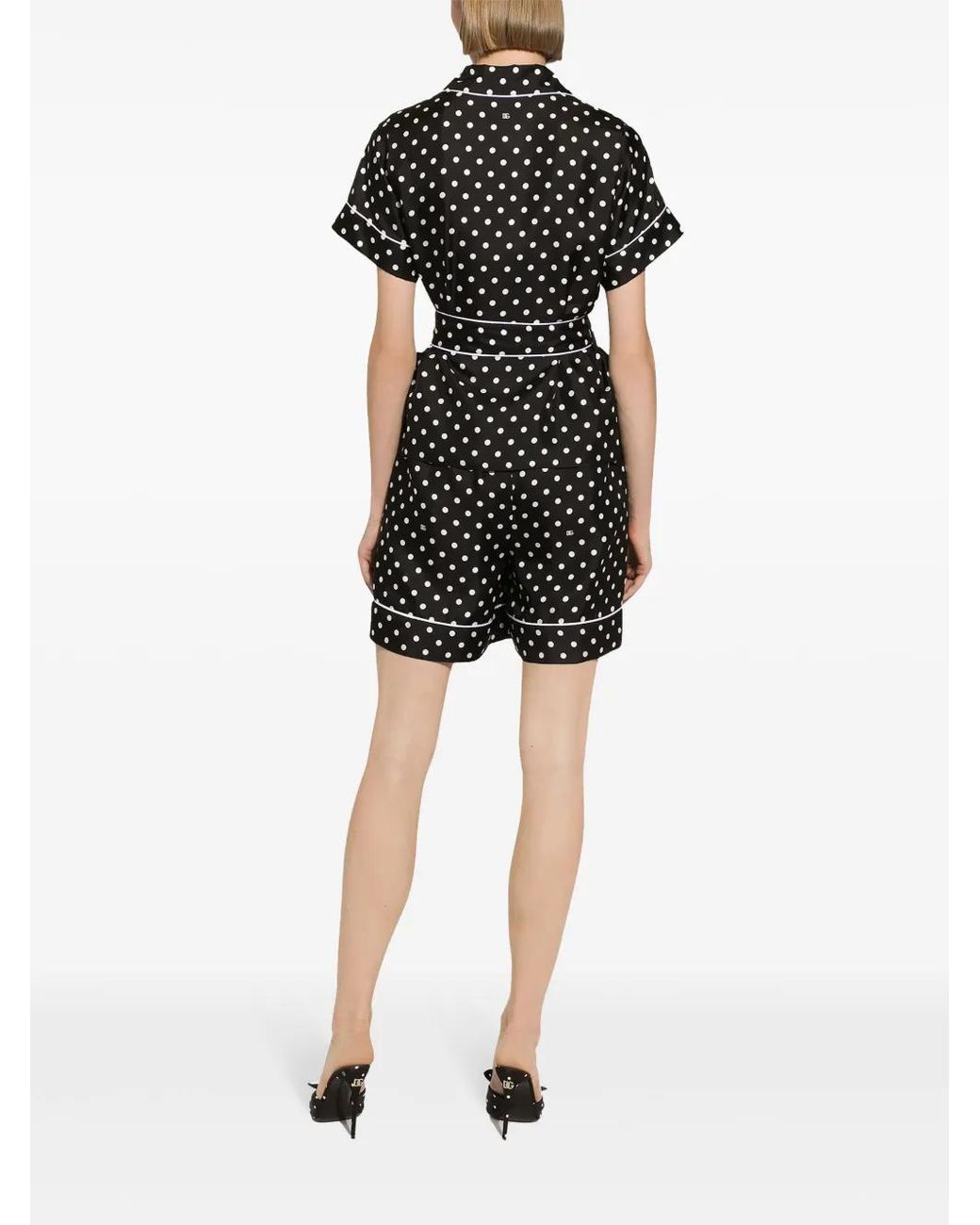 Dolce & Gabbana Black Polka-Dot Silk Twill Shorts
