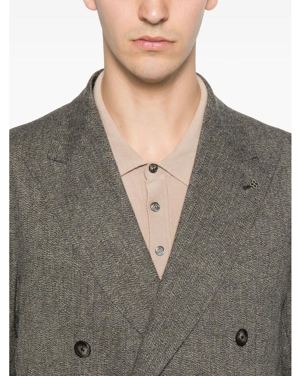 Tagliatore Gray Double-Breasted Peaked-Lapel Suit for men