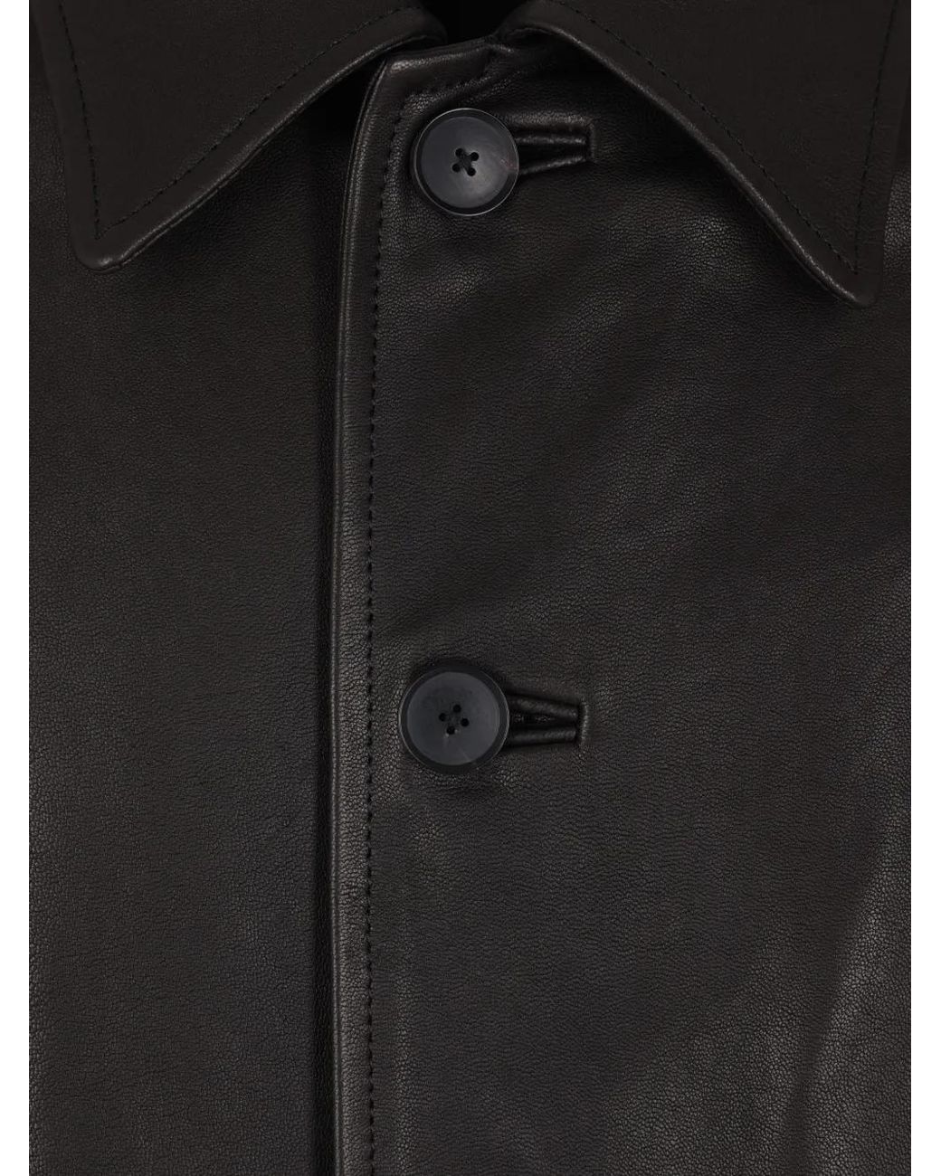 Auralee Black Buttoned Leather Jacket for men