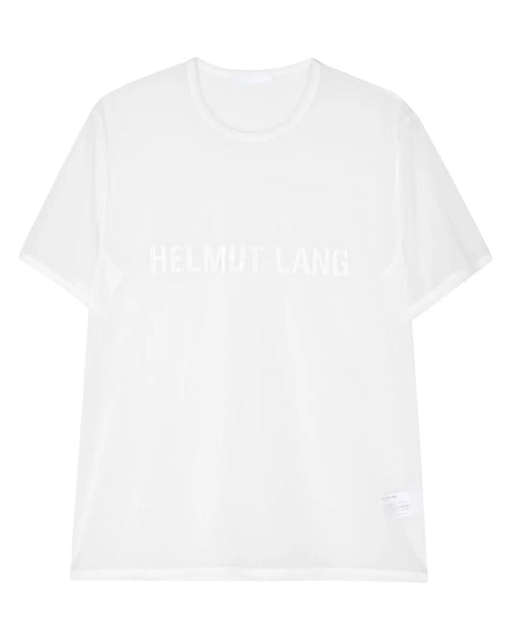 Helmut Lang White Logo-Print Sheer T-Shirt