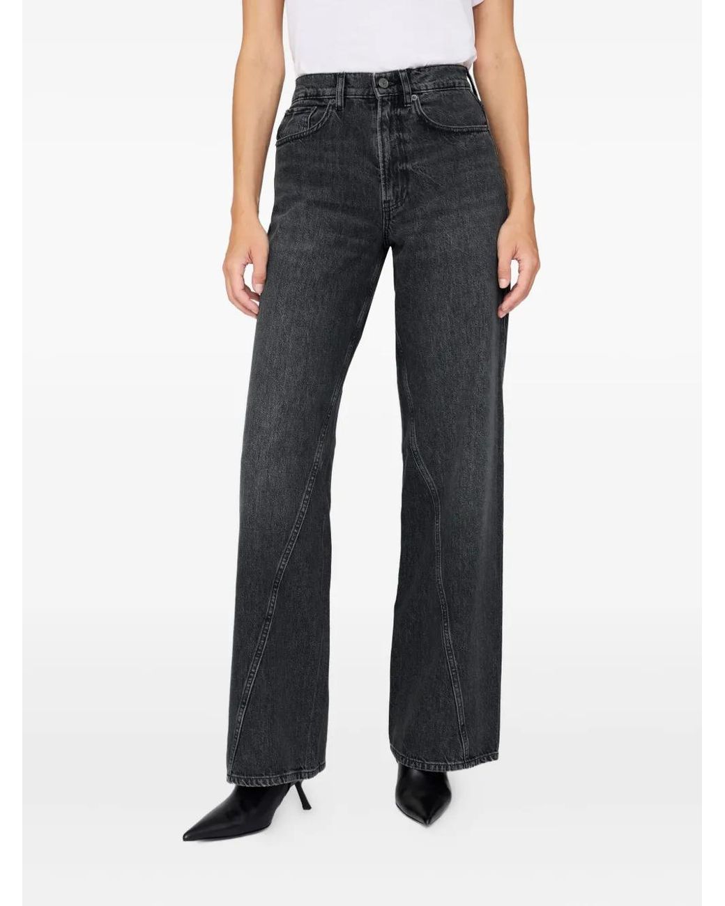 Anine Bing Gray Brie Cotton Jeans