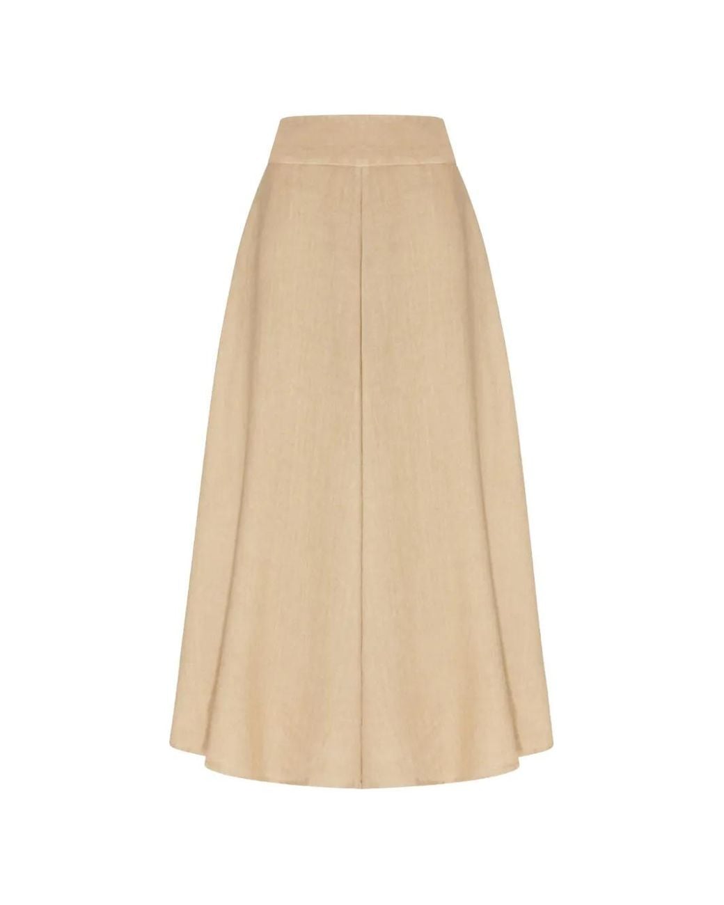 120% Lino Natural Panelled A-Line Midi Skirt