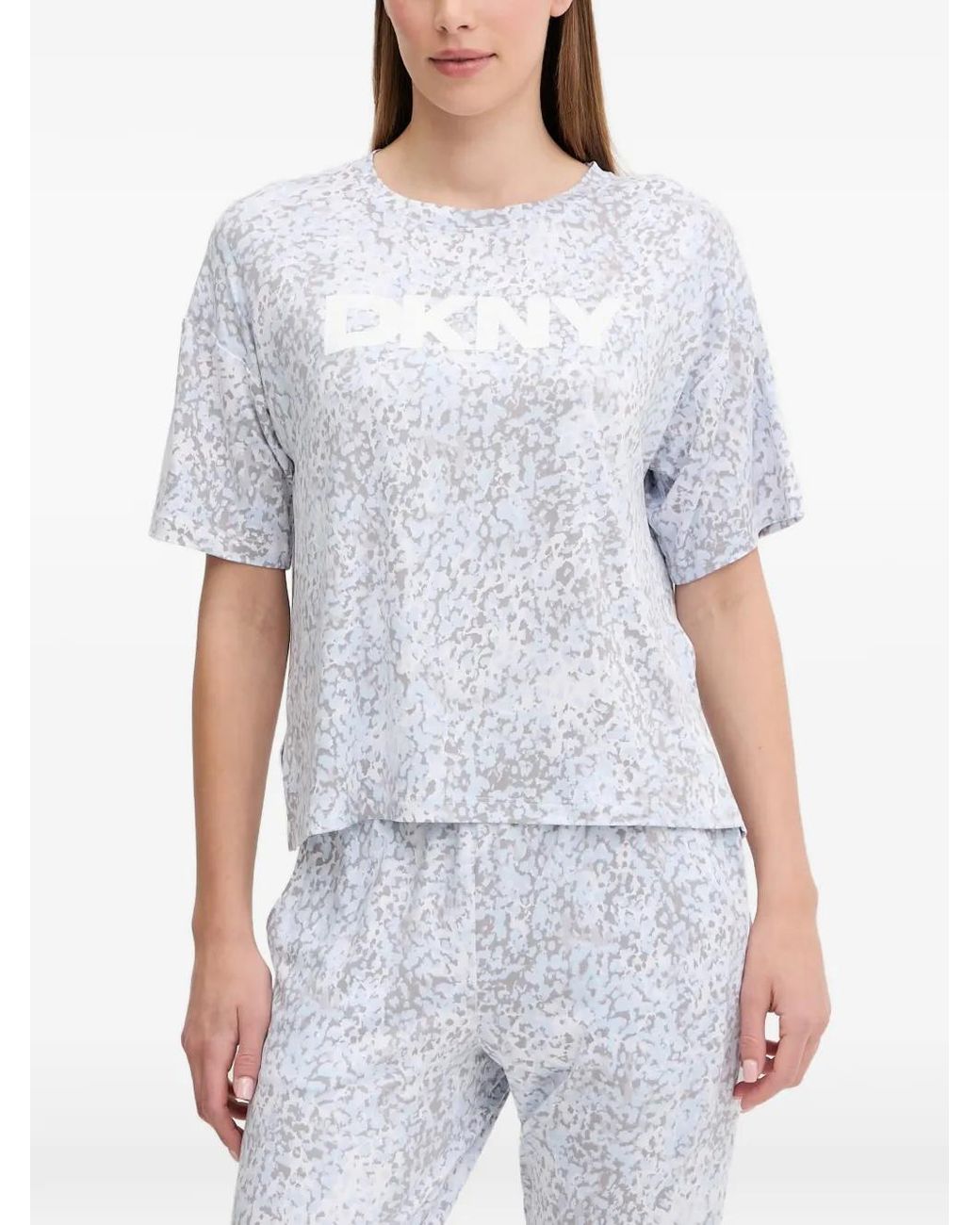 DKNY White Logo-Print Leopard-Pattern Pajamas