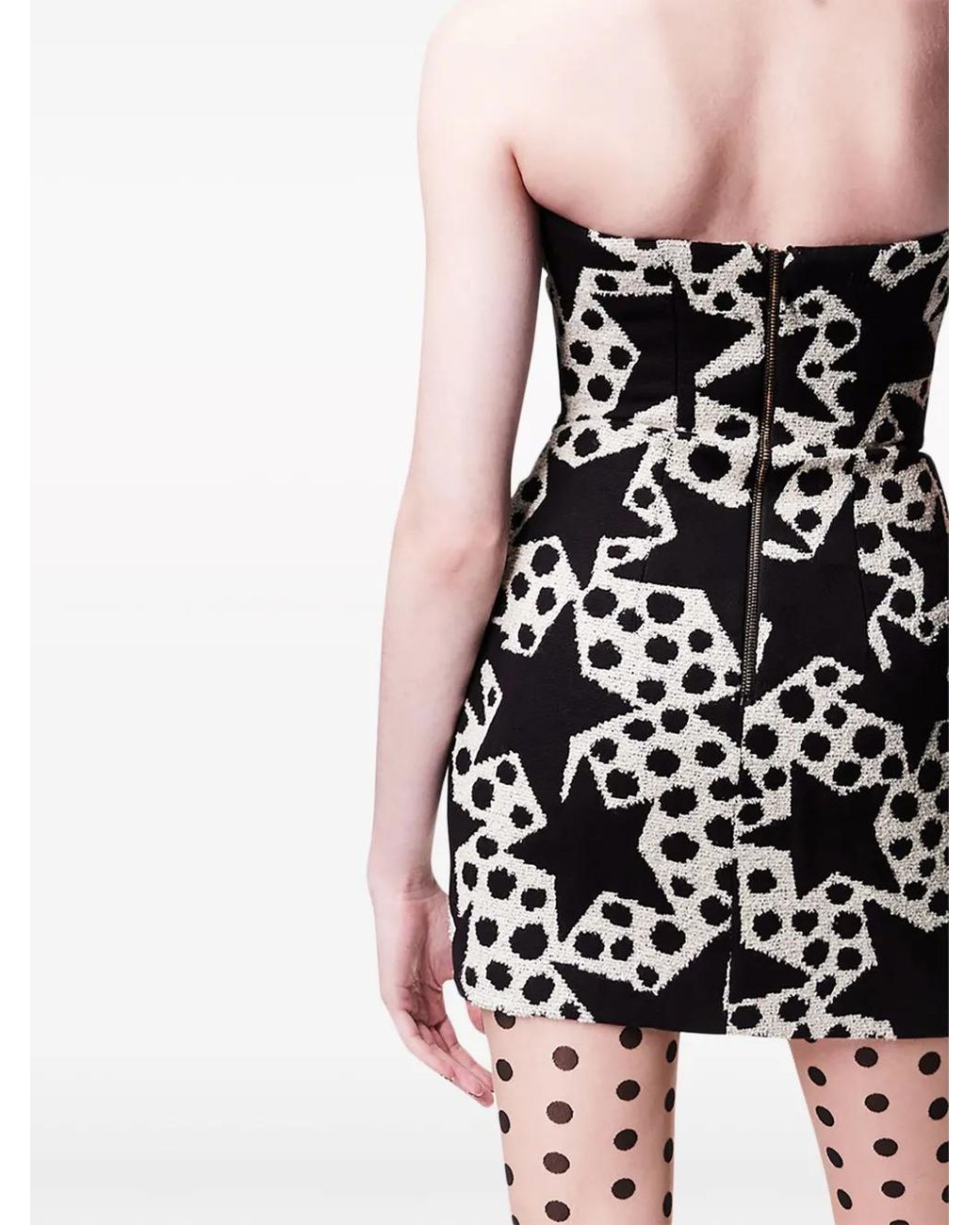 Area Black Star-Print Jacquard Minidress