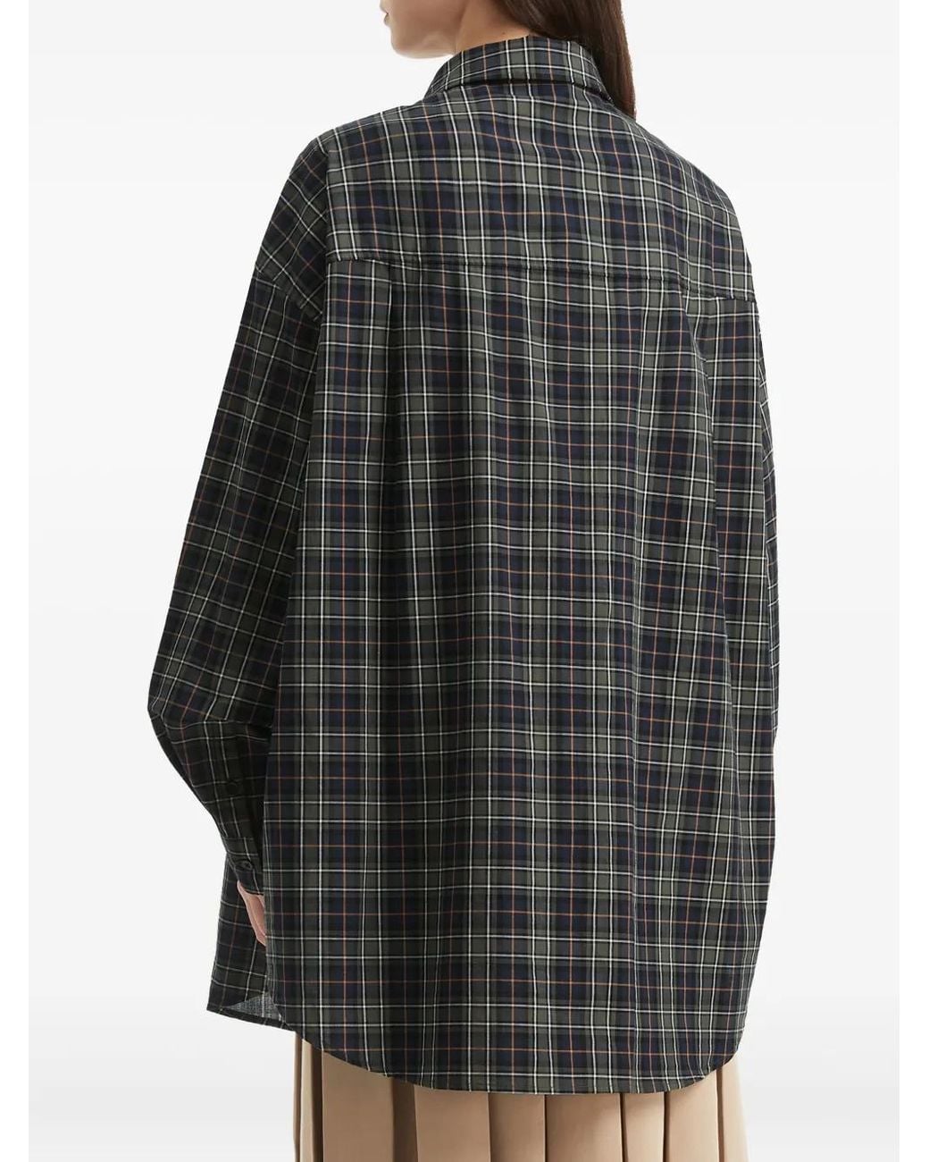 B+ AB Gray Checked-Pattern Cotton Shirt