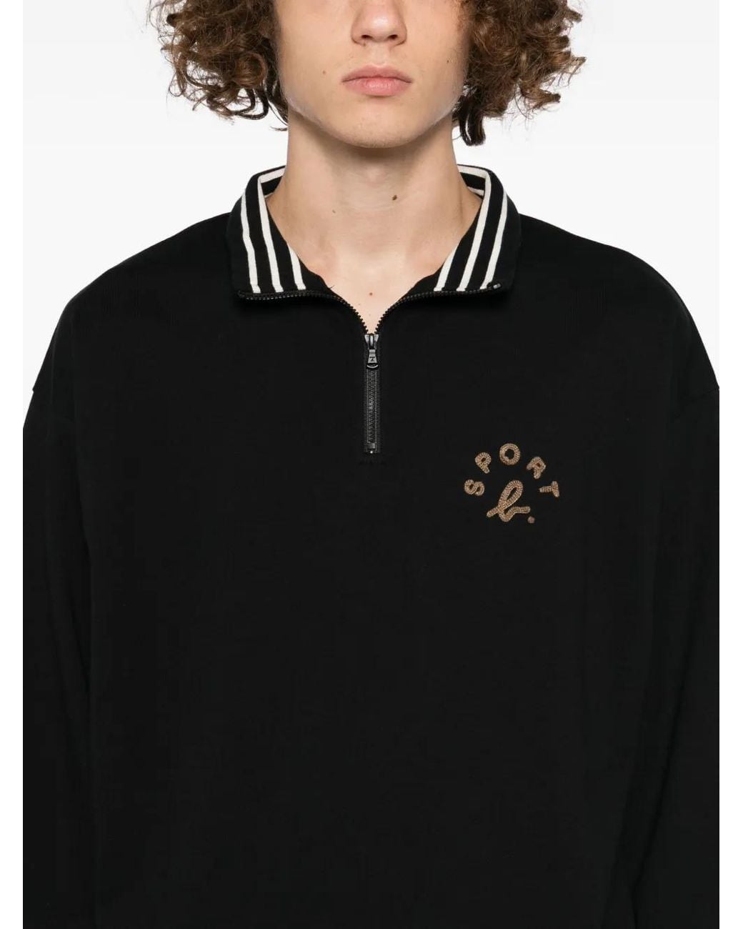SPORT b. by agnès b. Black Logo-Embroidered Sweatshirt for men