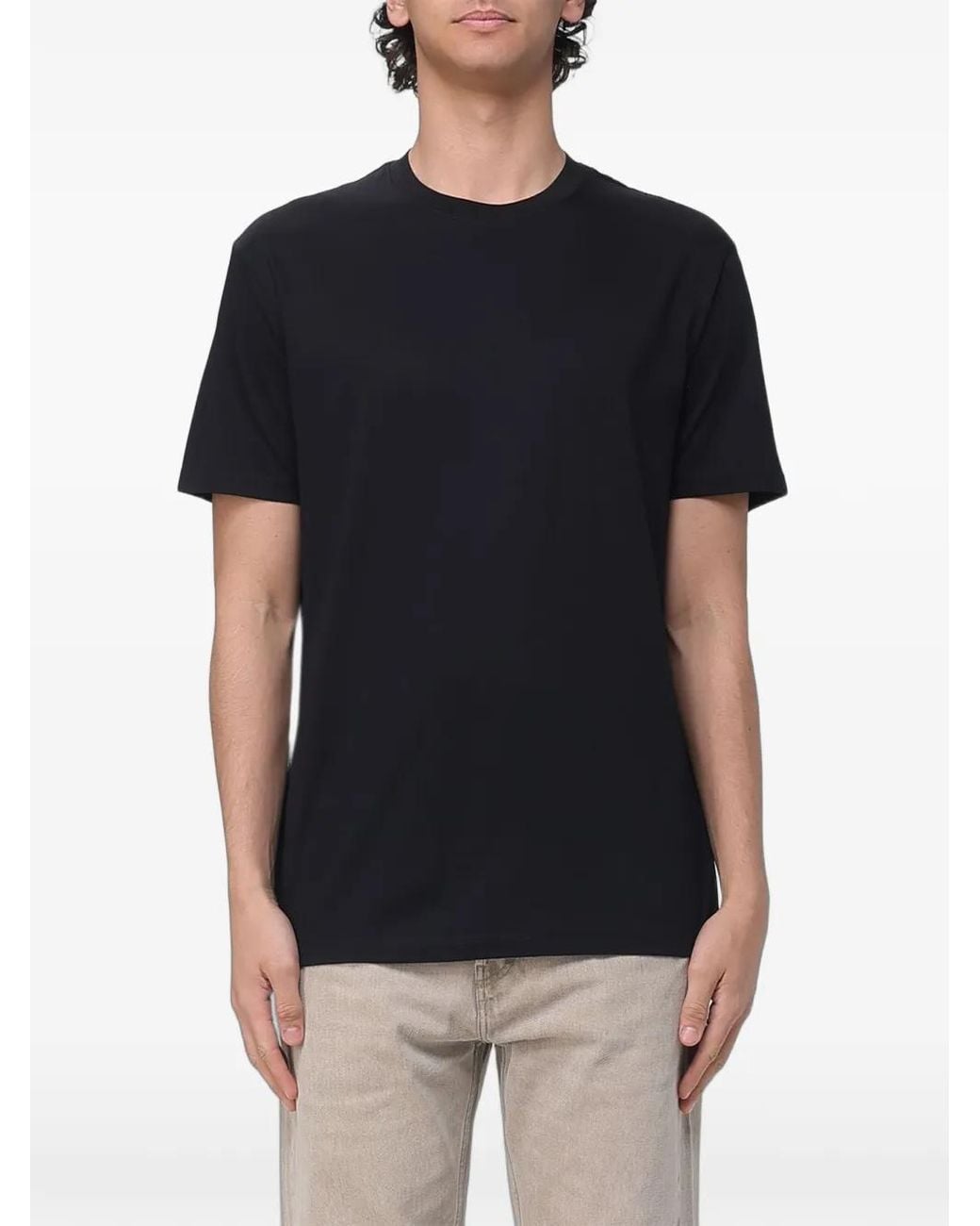 ARMANI EXCHANGE Black Crew-Neck Cotton T-Shirt for men