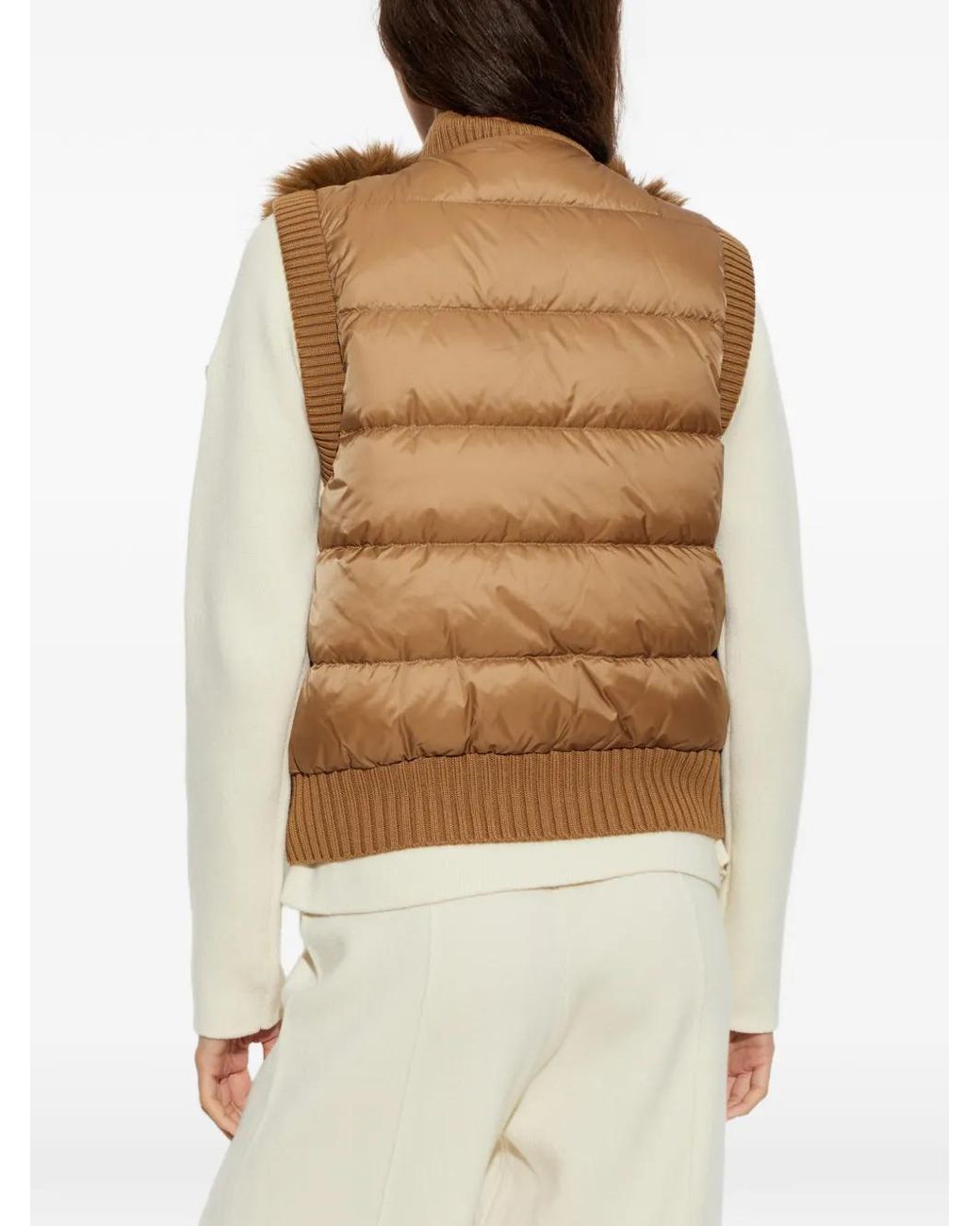 Moncler Brown Faux-Fur Padded Gilet