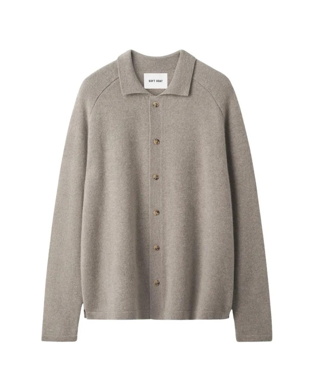Soft Goat Gray Button-Down Cashmere Cardigan for men