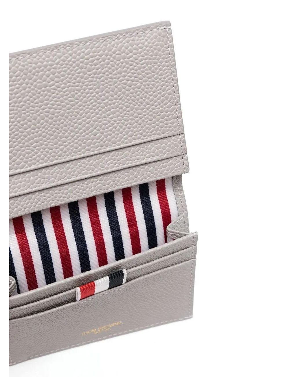 Thom Browne Gray Pebble-Grain Double Card Holder