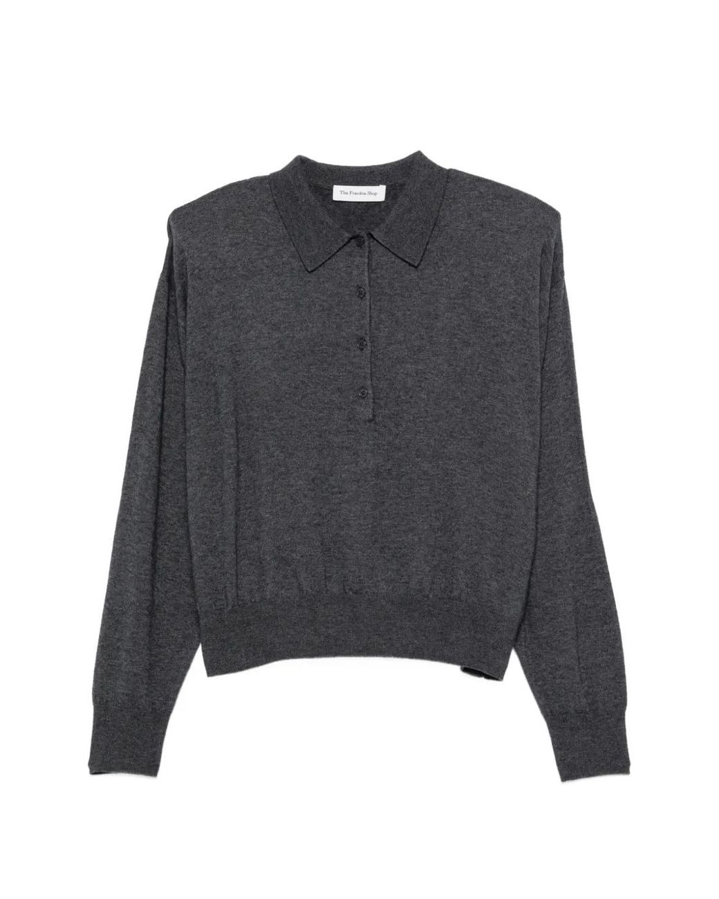Frankie Shop Gray Croydon Wool Blend Polo Shirt