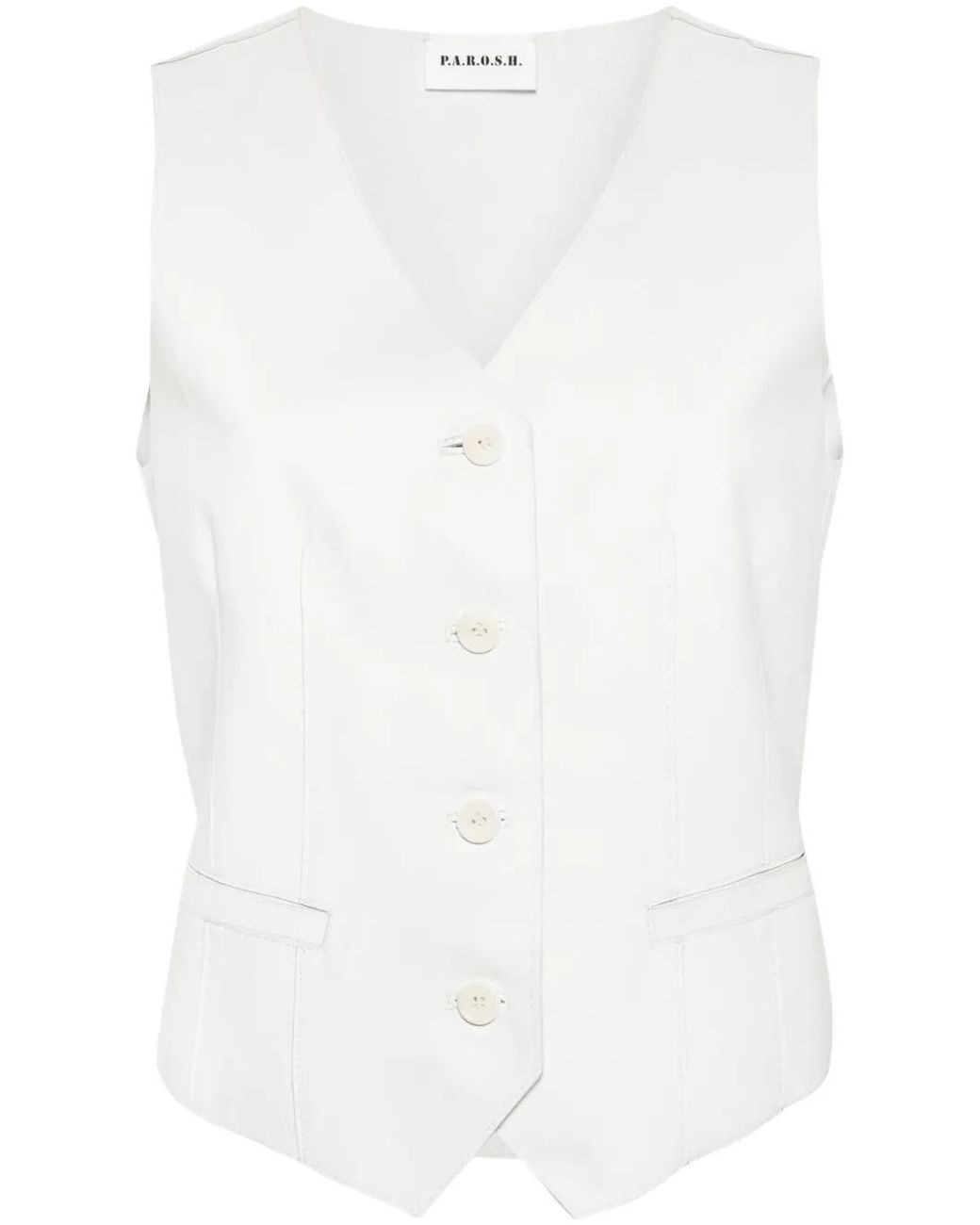 P.A.R.O.S.H. White Single-Breasted Leather Waistcoat