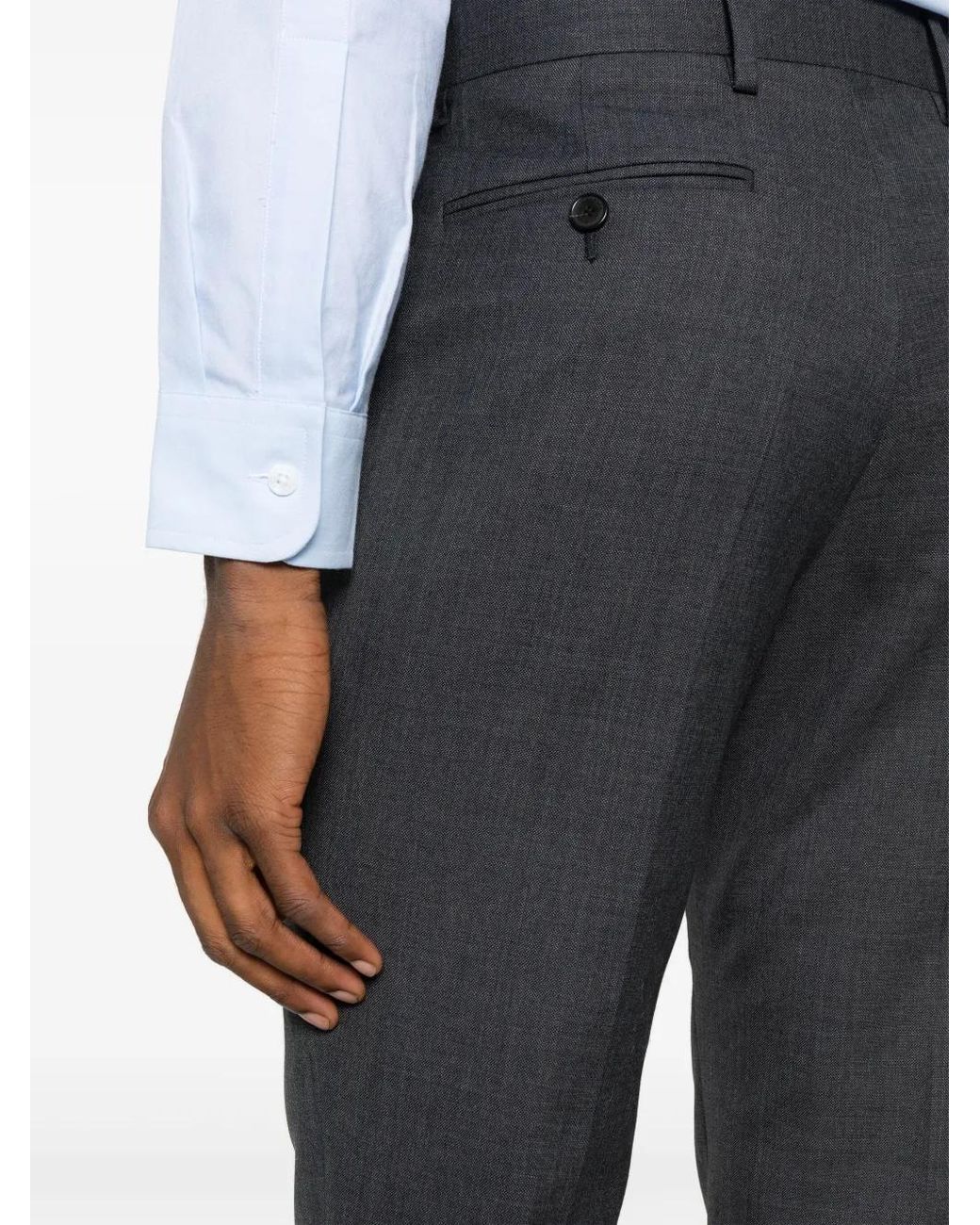 Fursac Black Virgin Wool Tailored Trousers for men