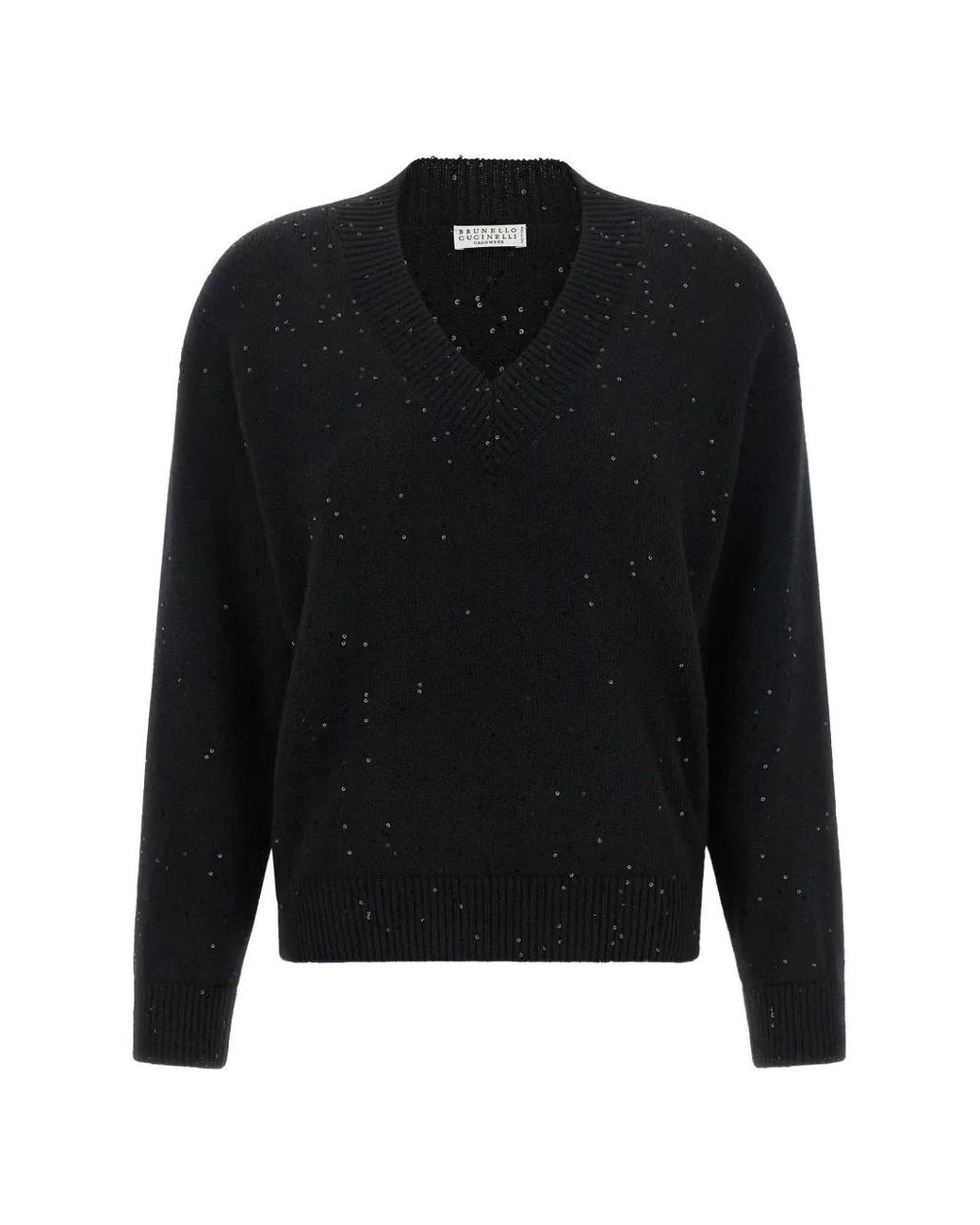Brunello Cucinelli Black Diamante Sequin-Embellished Sweater