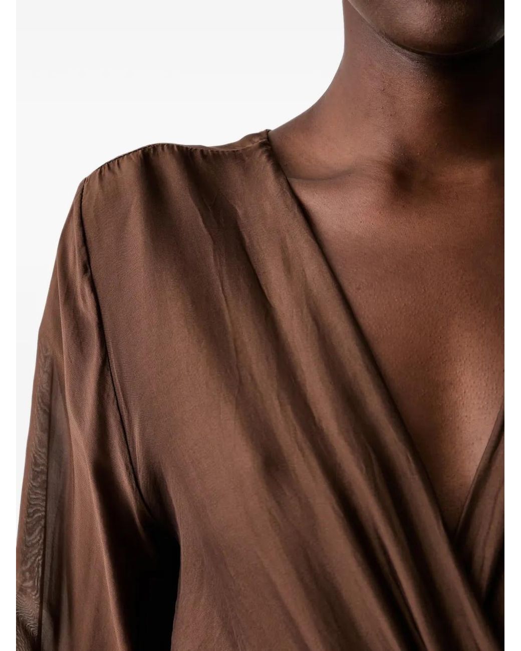 ViCOLO Brown Wrap Tiered Maxi Dress