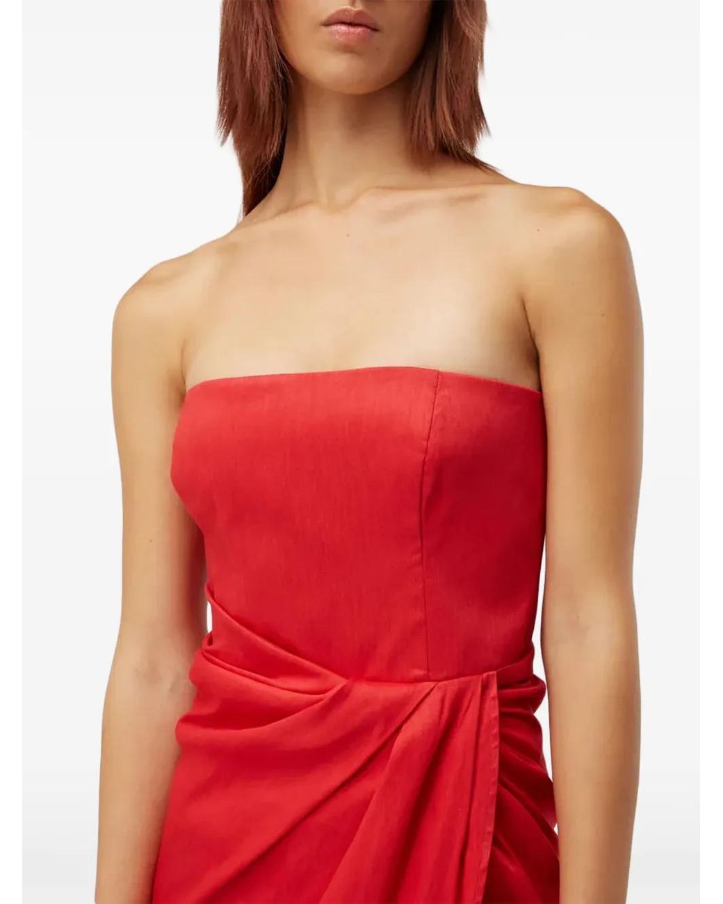 GAUGE81 Red Lica Strapless Asymmetric Midi Dress
