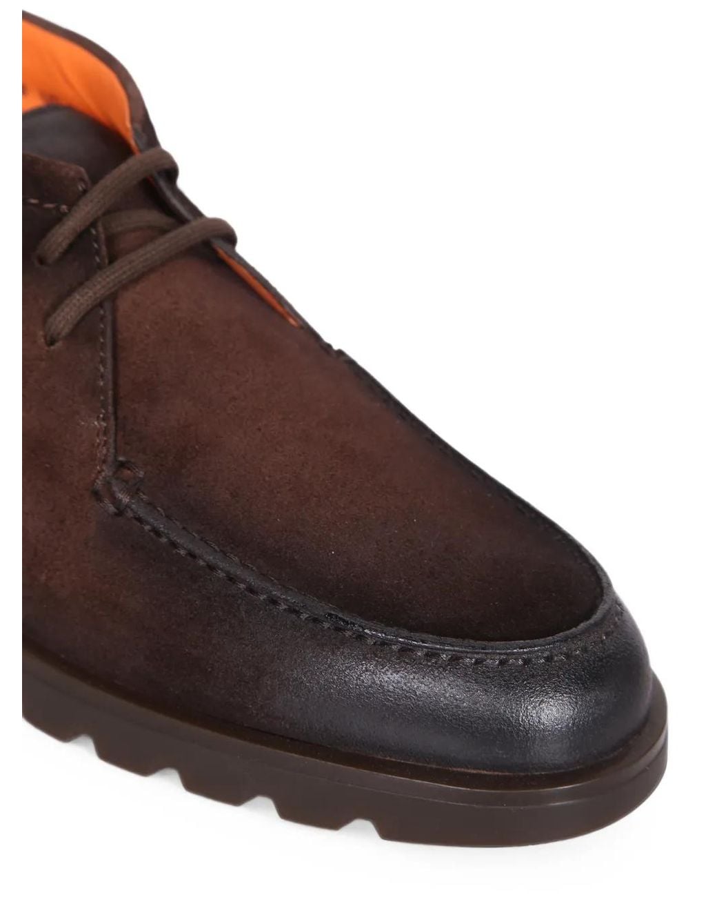 Santoni Brown Suede Panelled Desert Boots for men