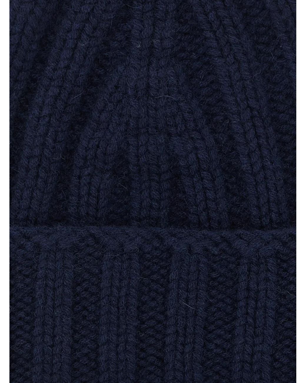 LARMERI STUDIO Blue Ribbed-Knit Beanie Hat
