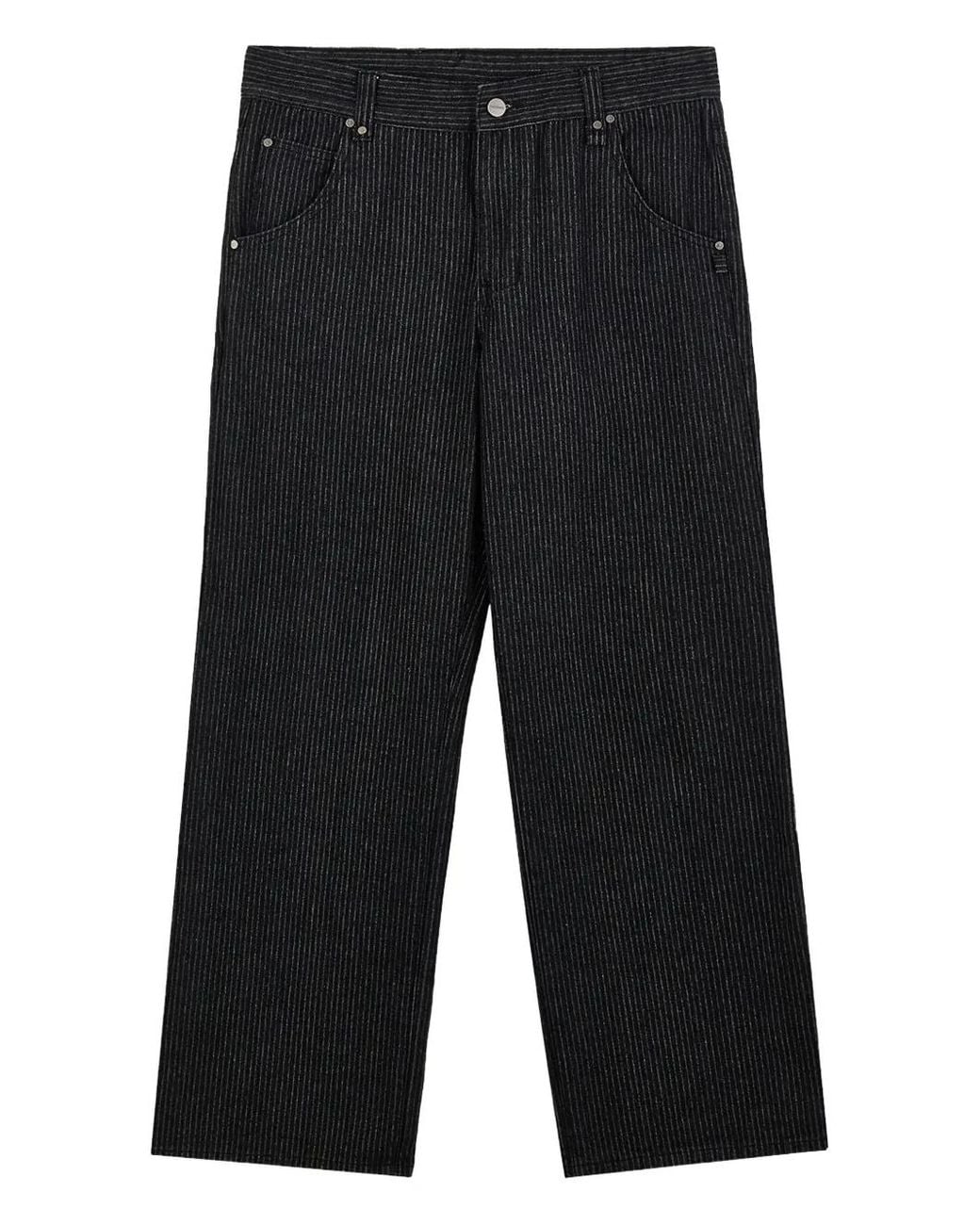 Protémoa Black Pinstripe Wide-Leg Jeans