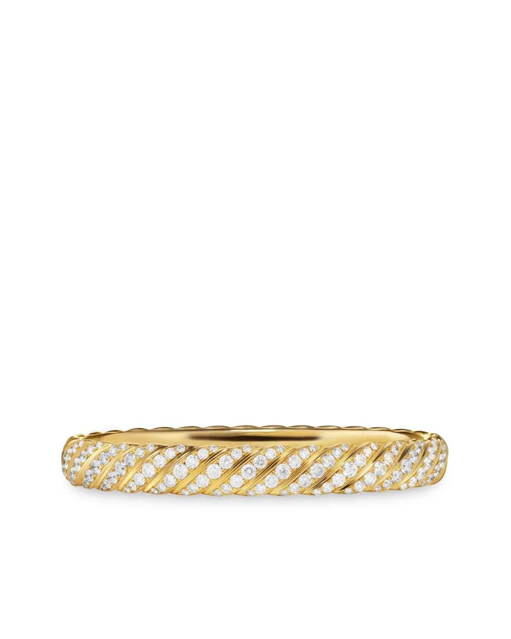 David Yurman Metallic 18Kt Sculpted Cable Diamond Bangle (8Mm)
