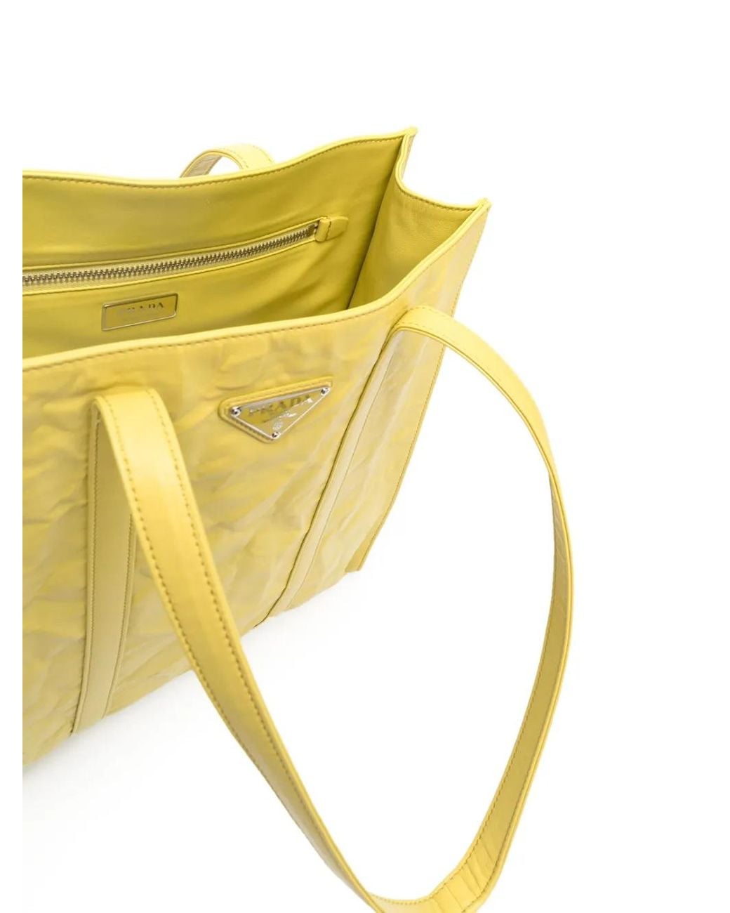 Borsa Tote Con Placca Logo di Prada in Yellow