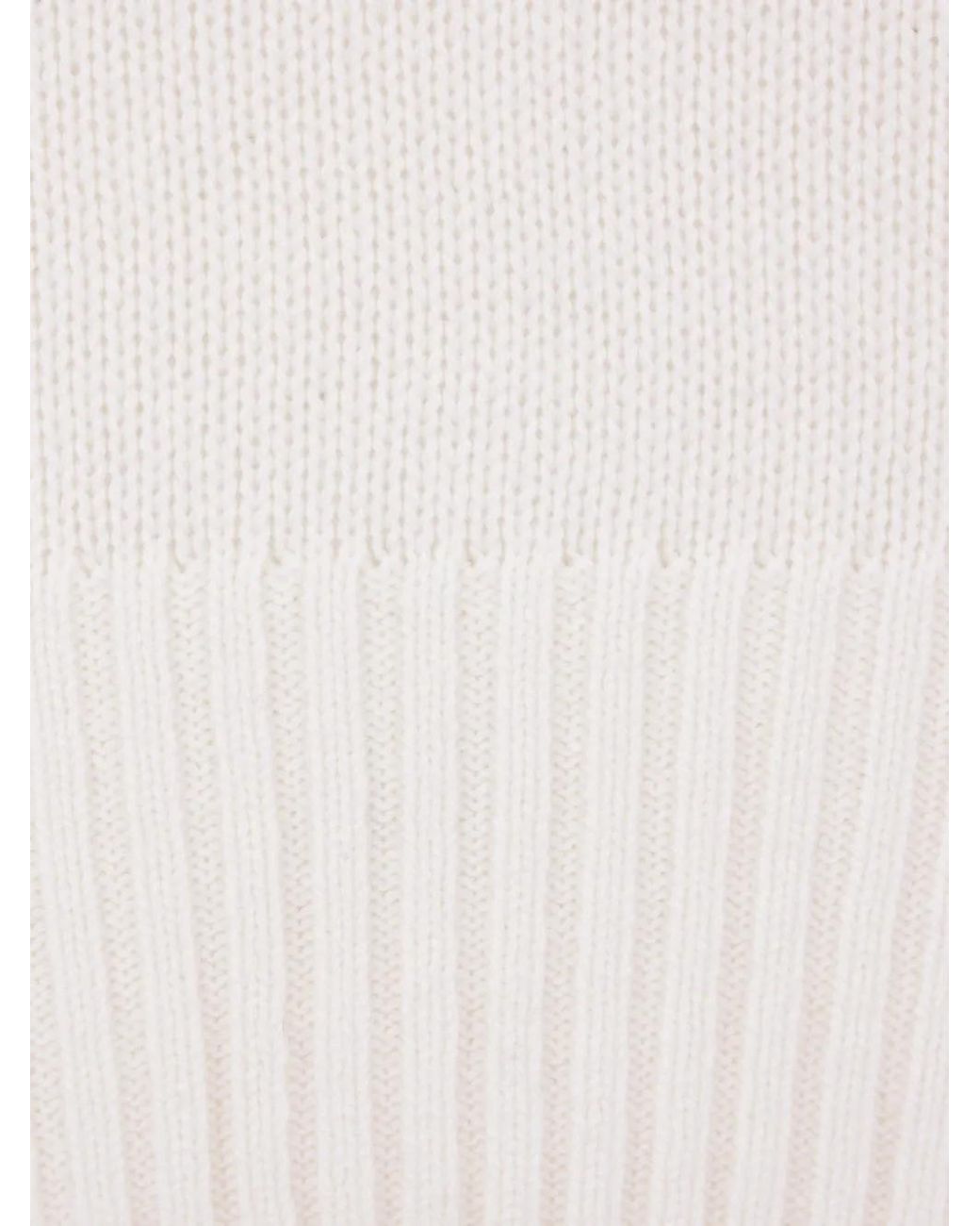 Allude White Ribbed High-Neck Sweater