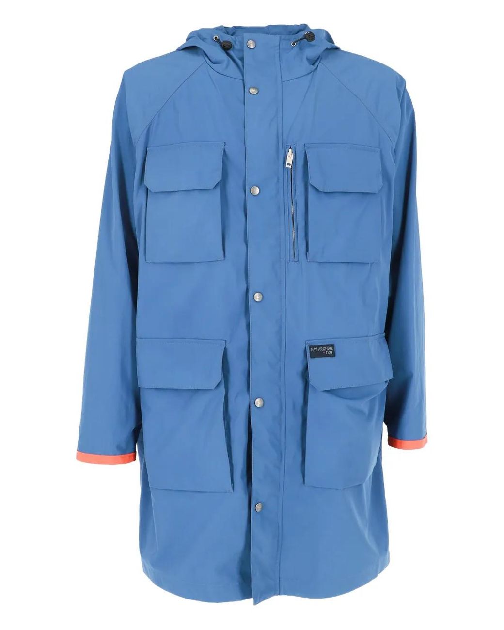 Fay Blue Pockets Fisherman Hooded Jacket for men