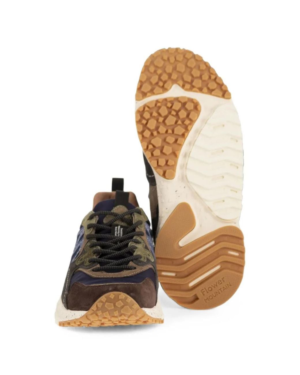 Flower Mountain White Solin Panelled Sneakers for men