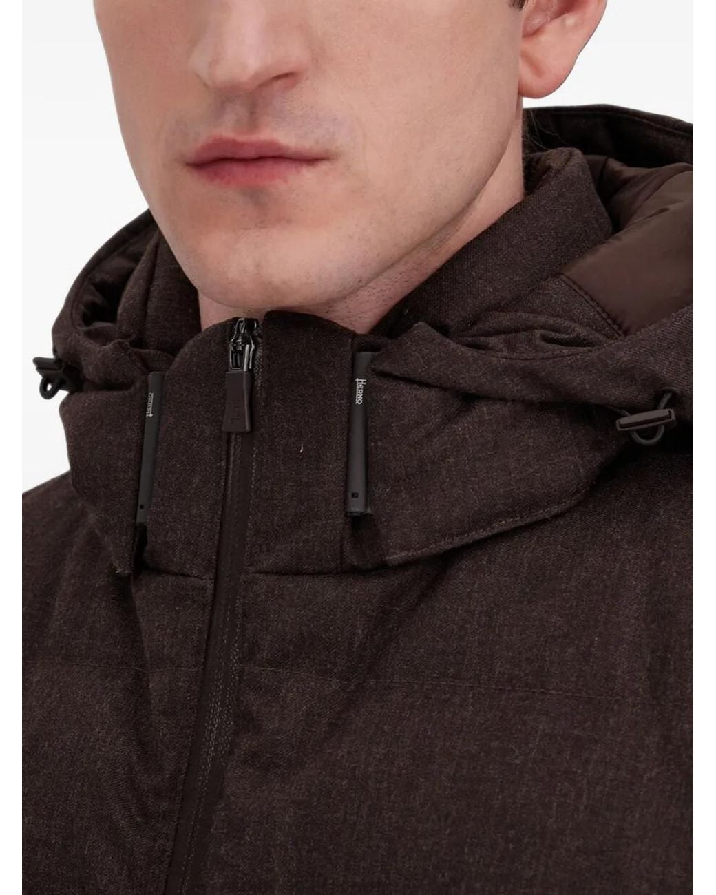 Herno Black Quilted Hooded Jacket for men