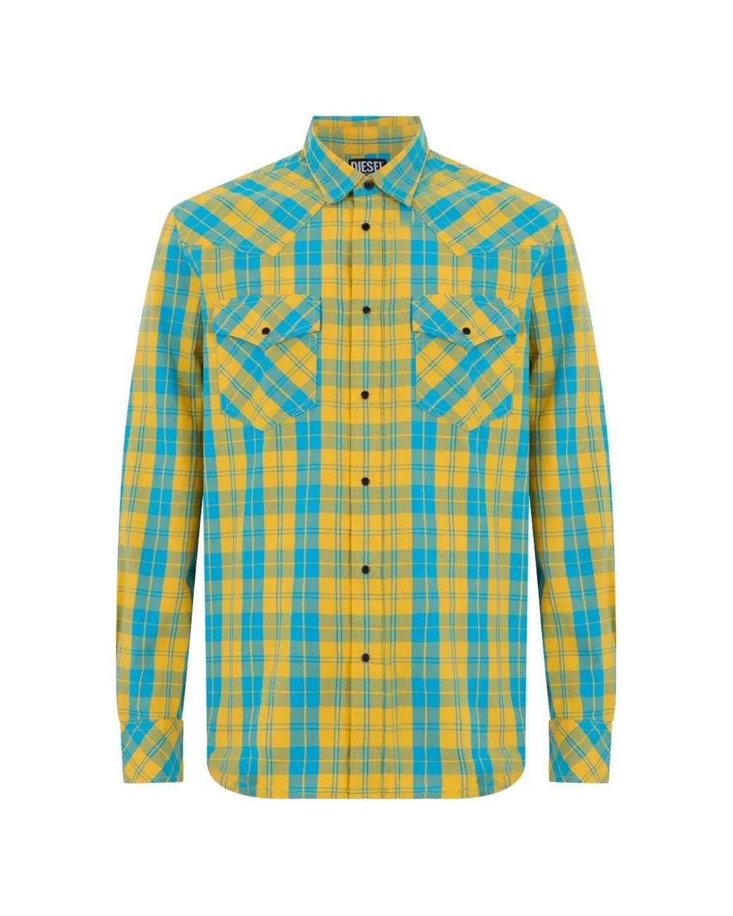 DIESEL Blue Chemise À Carreaux D'Inspiration Western for men