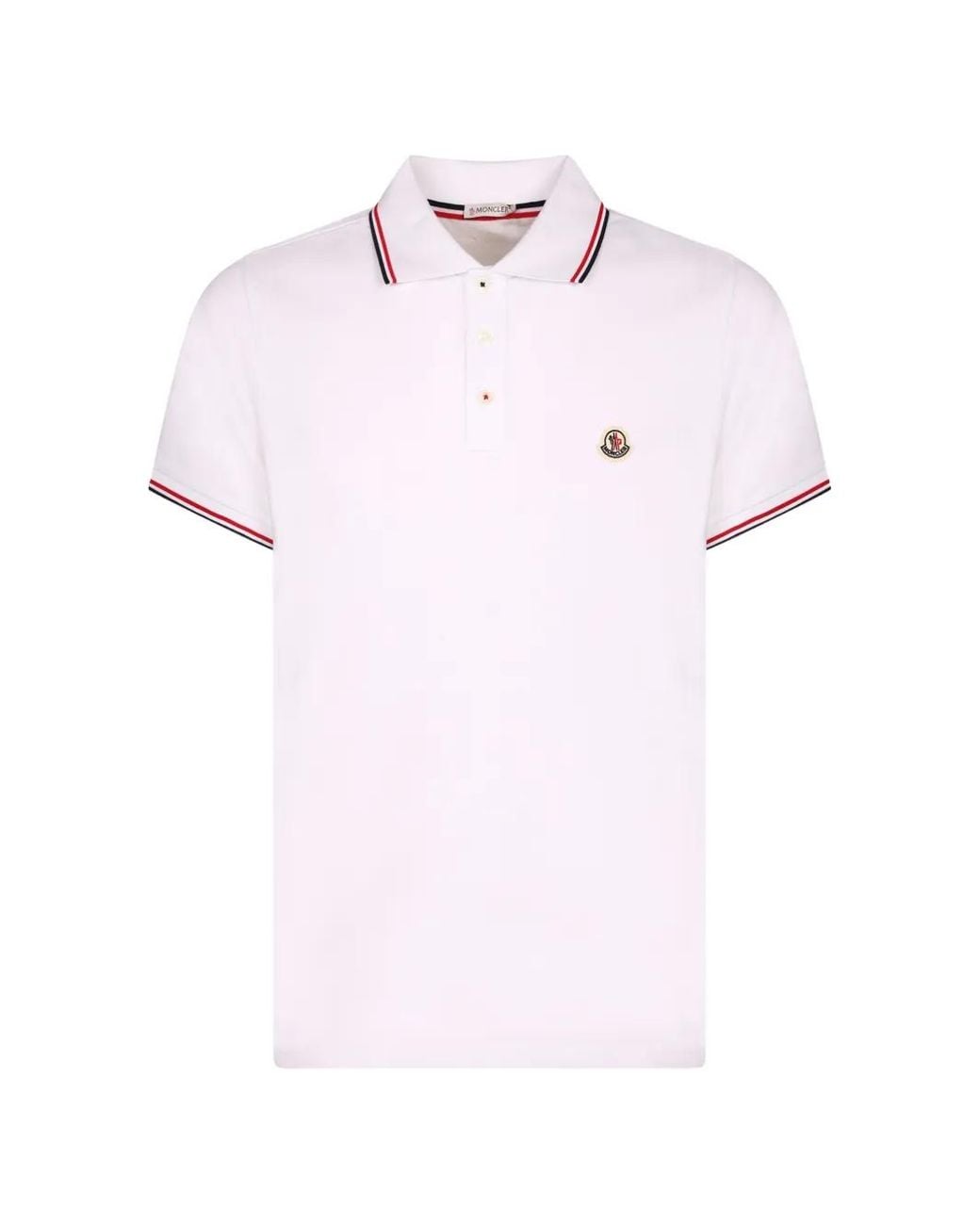 Moncler Pink Logo-Patch Pique Polo Shirt for men