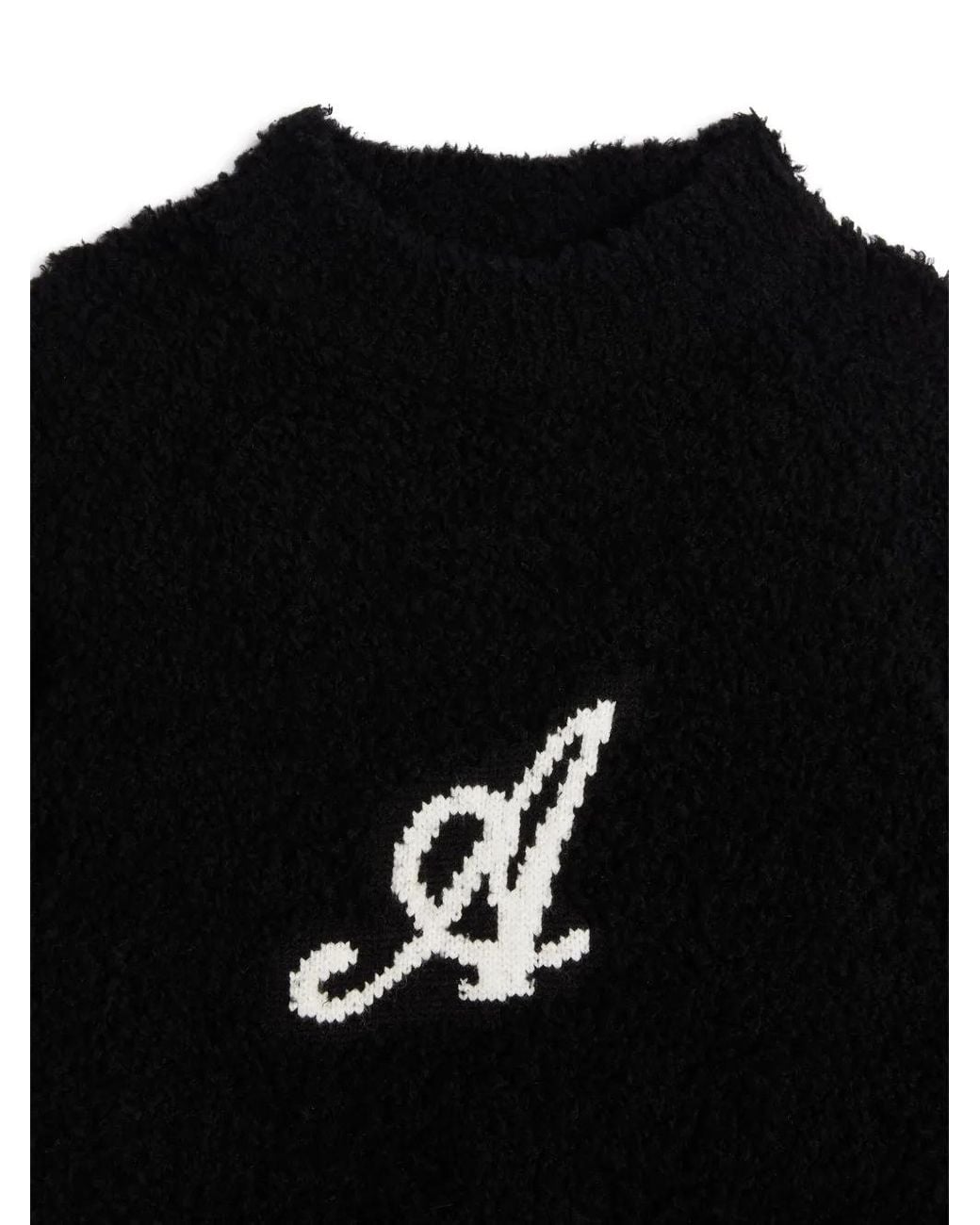 Axel Arigato Black Logo-Intarsia Brushed Jumper
