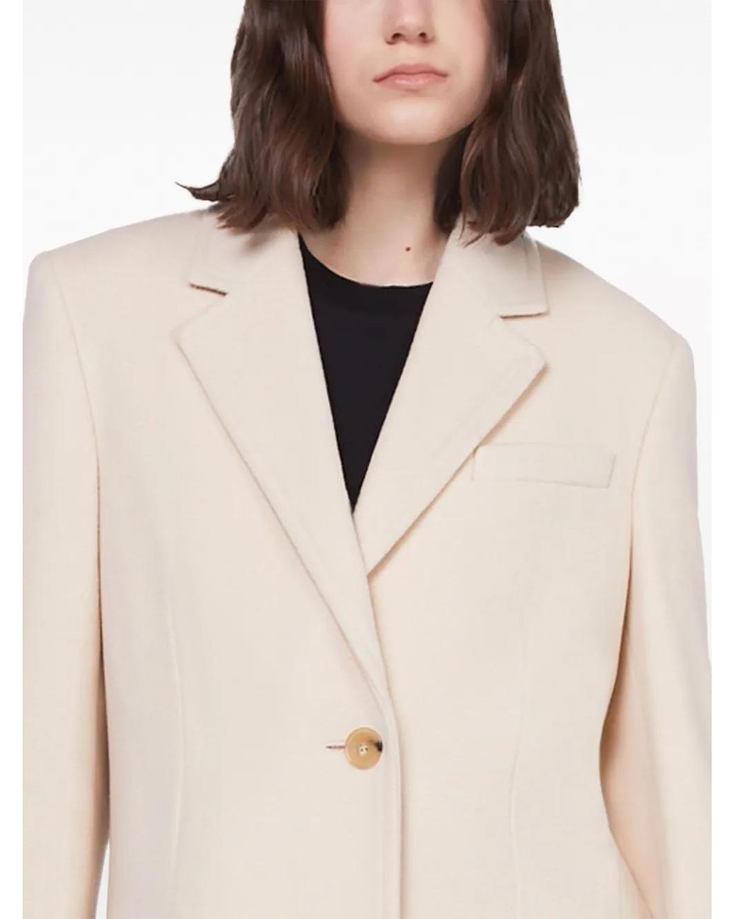 Stella McCartney Natural Single-Breasted Wool Coat