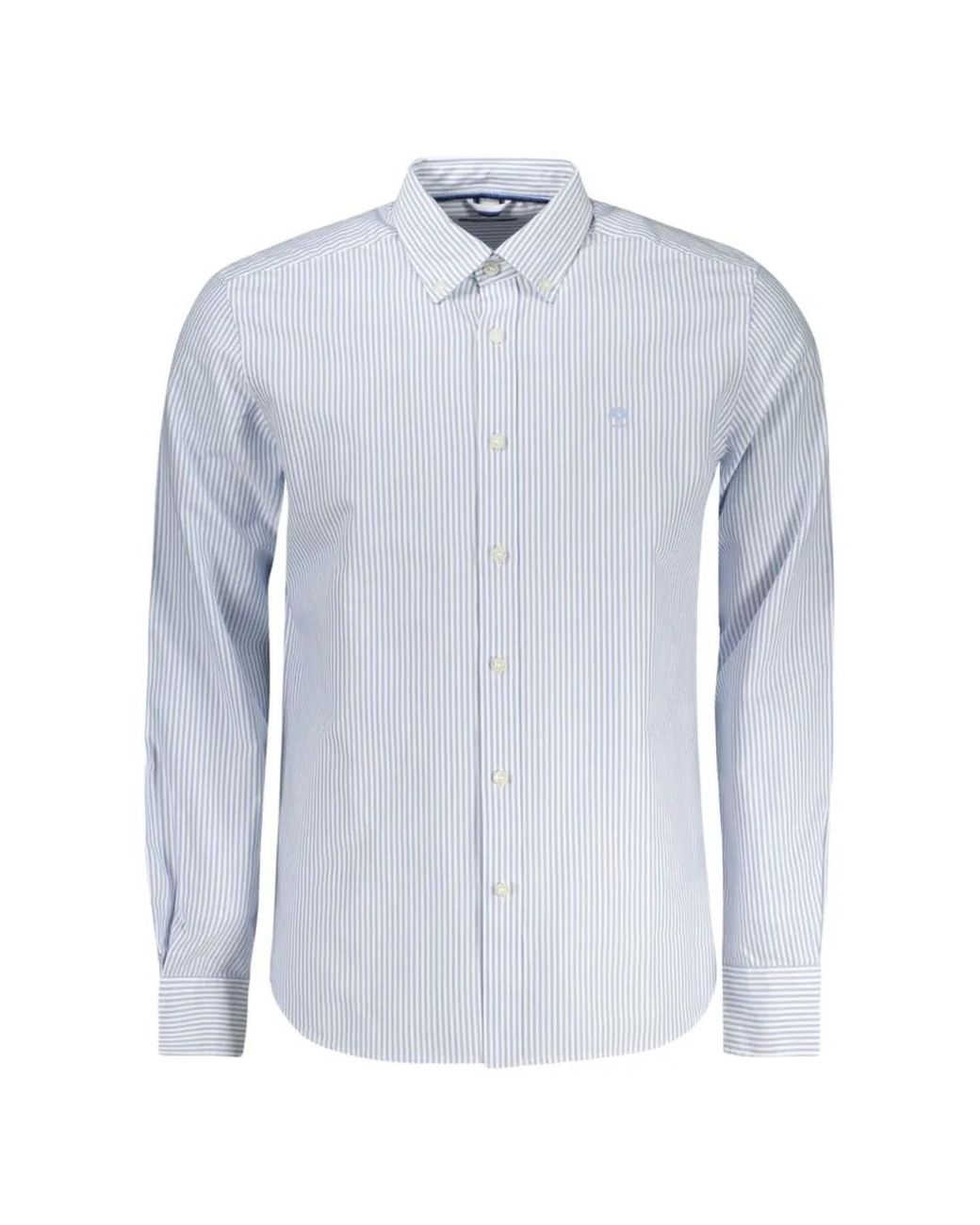North Sails Blue Striped Button-Down Shirt for men