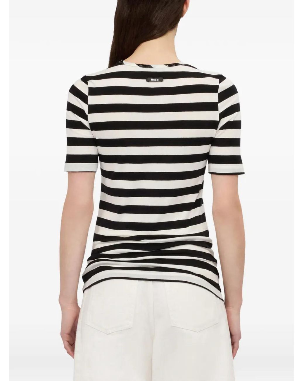 MSGM Black Striped Short-Sleeve T-Shirt