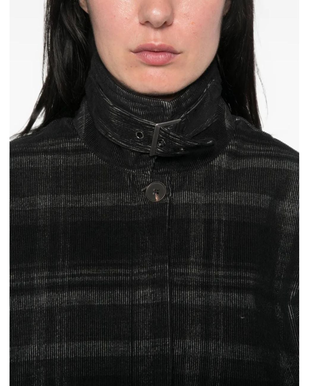Psophia Black Check-Print Buckled-Collar Jacket
