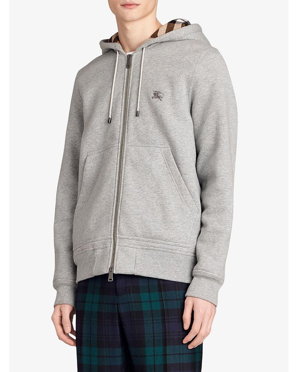 Sweat zippée à capuche à carreaux Burberry pour homme en coloris Gris | Lyst