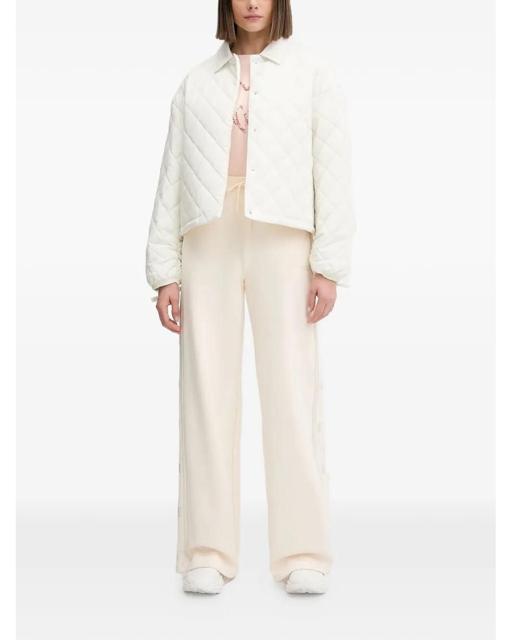 Guess White Quilted Collared Jacket