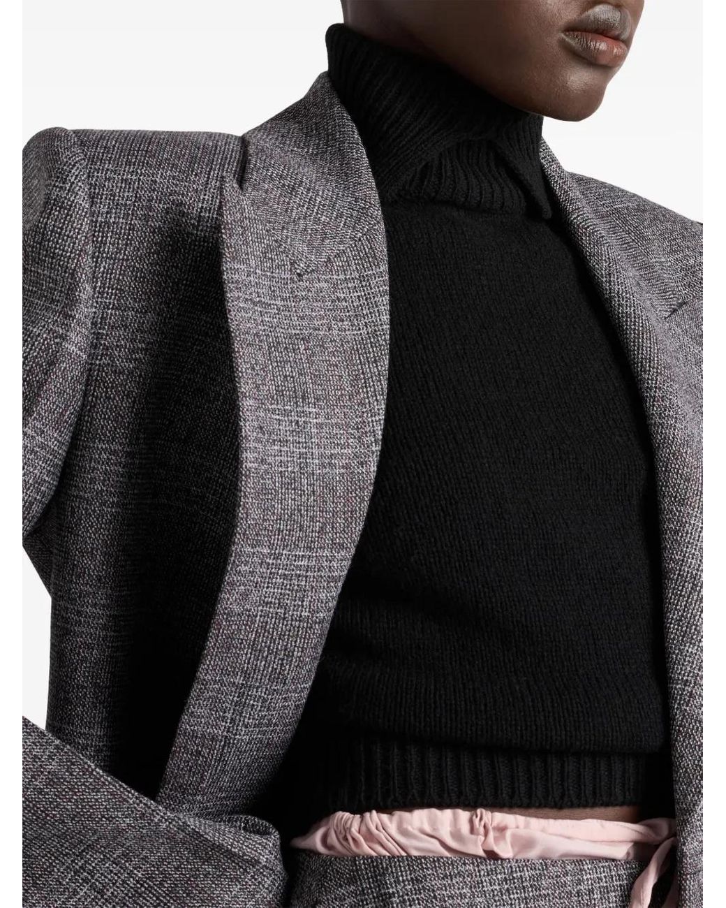 Prada Black Italian Cashmere Ribbed Sleeveless Turtleneck Vest