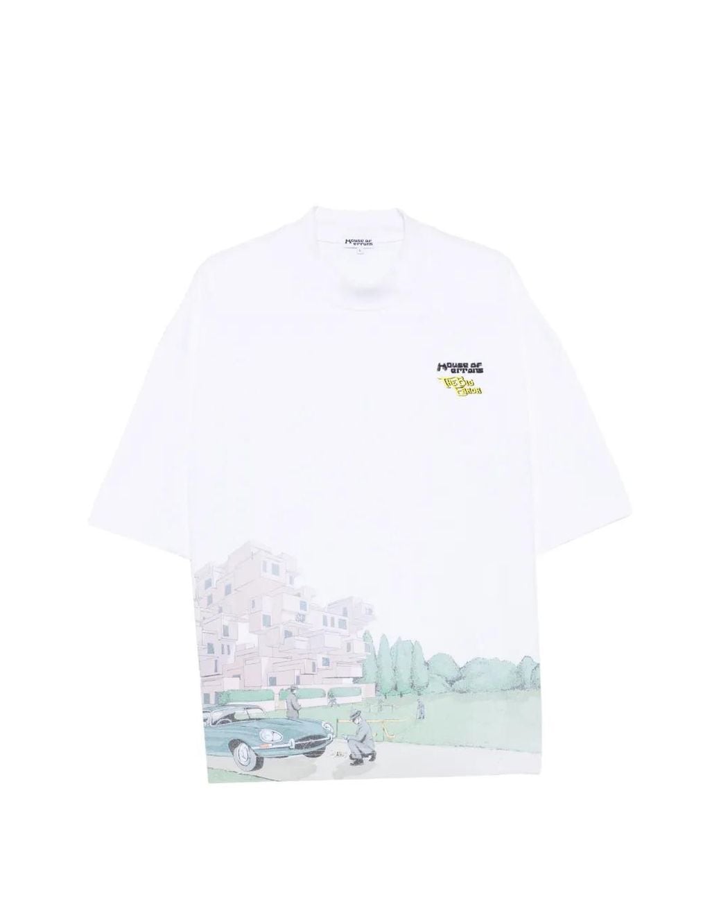 House of Errors White Graphic-Print High-Neck T-Shirt for men