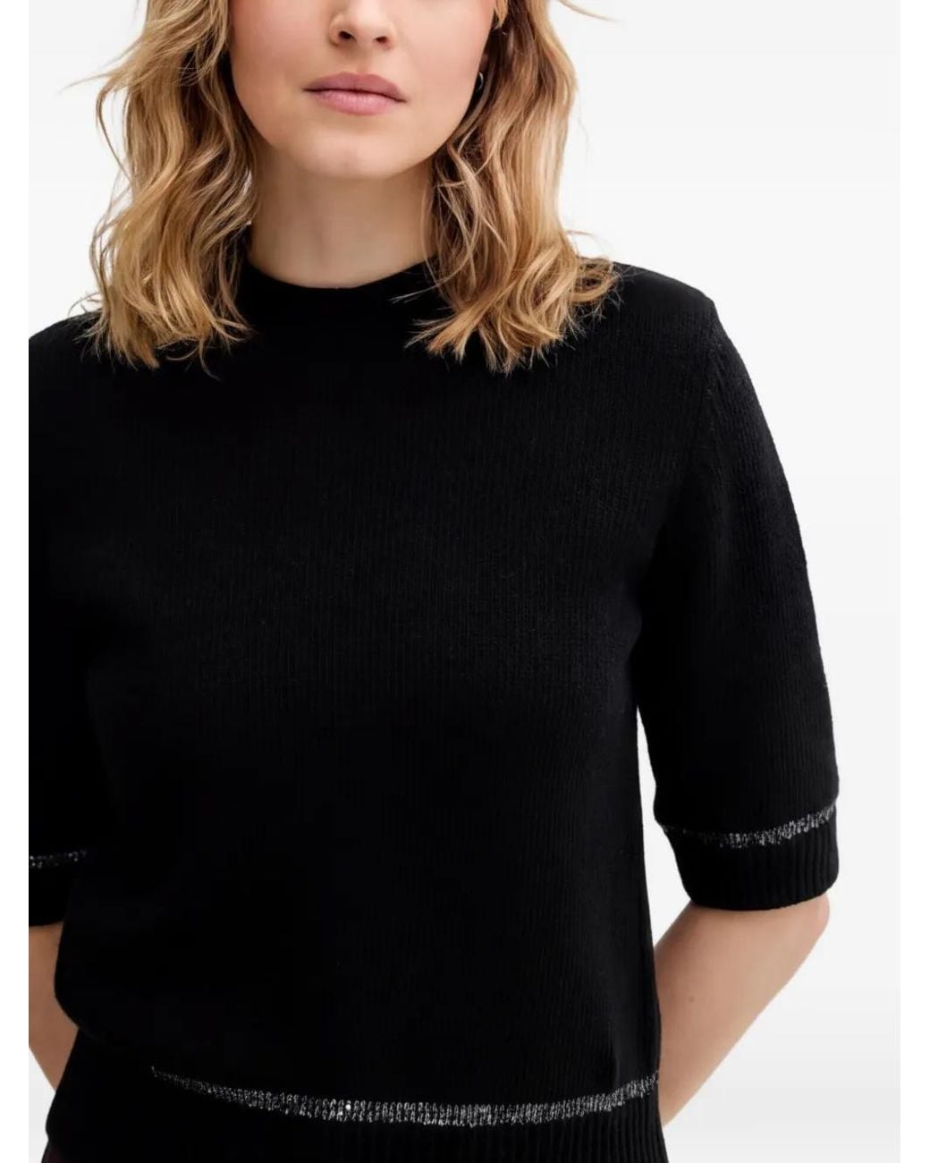 Benetton Black Short-Sleeve Sweater