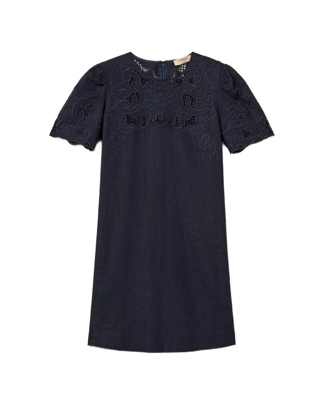 Twinset Blue Robe À Manches Courtes